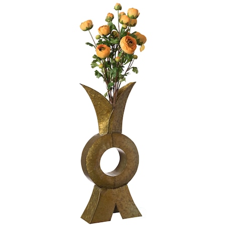 Uniquewise Unique Style Galvanized Gold Metal Design Large Floor Vase for Entryway, Living Room or Dining Room QI004443.L